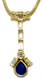 Jacques 18 Kt Yellow Gold Sapphire and Diamond Necklace