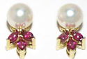 Jacques Pearl and Ruby Earrings