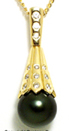 Jacques Exquisite Black Pearl and Diamond Pendant