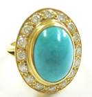 Jacques' Unique Persian Turquoise and Diamond Ring 