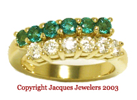 Jacques' beautiful 18 Kt Gold Emerald and Diamond Anniversary Band