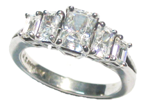 Jacques ECE543 Platinum Emerald Cut Diamond Engagement Ring