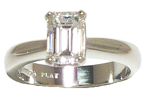 Jacques Designs Platinum Emerald Cut Diamond Solitaire 