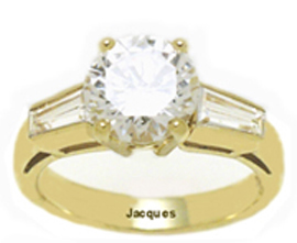 Jacques Baguette Diamond Engagement Ring RBE512